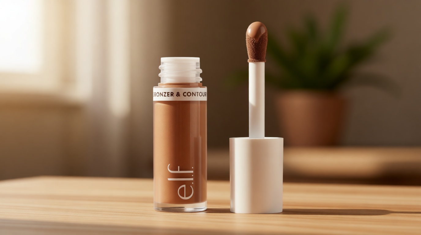 e.l.f. Camo Liquid Bronzer & Contour, Silky Highly Pigmented Formula, Creates a Long-Lasting Bronzed Glow & Natural Look, Vegan & Cruelty-Free, 1 Fair