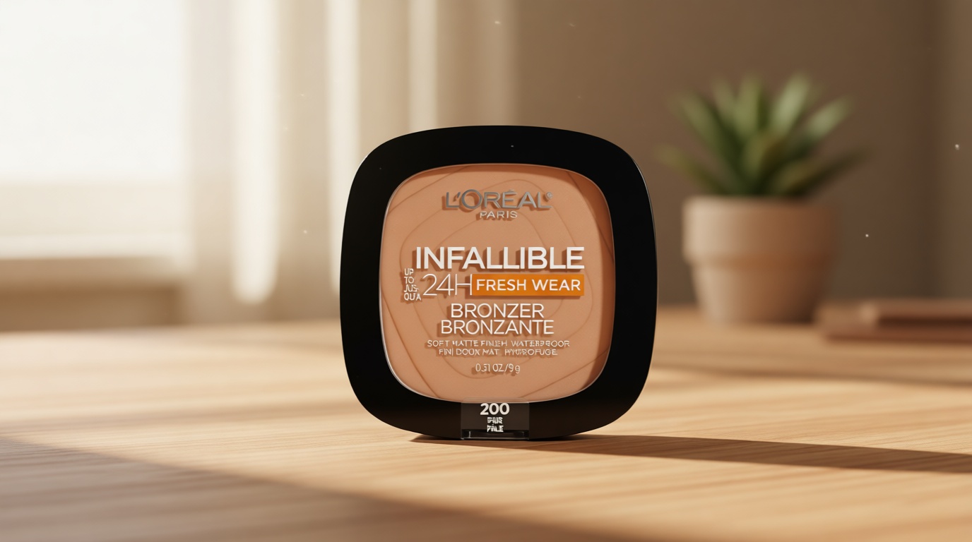 L'Oreal Paris Infallible Up to 24H Fresh Wear Soft Matte Longwear Bronzer. Waterproof, heatproof, transfer, humidity and sweatproof, Fair, 0.31 oz