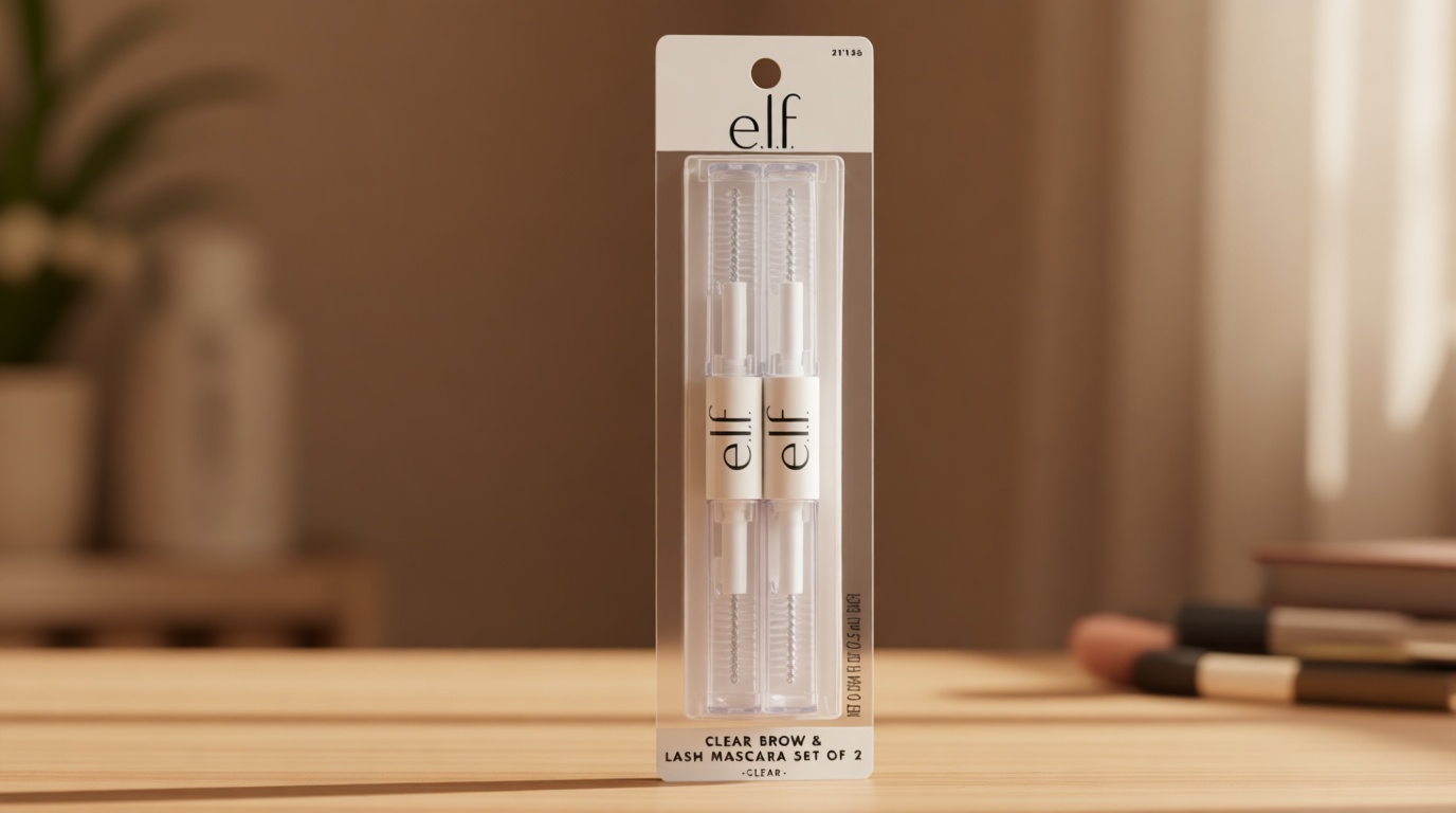 e.l.f. Clear Lash & Brow Mascara Gel, Dual-Sided Flexible Hold, Long-Lasting Clear Formula for Natural-Looking Brows & Defined Lashes