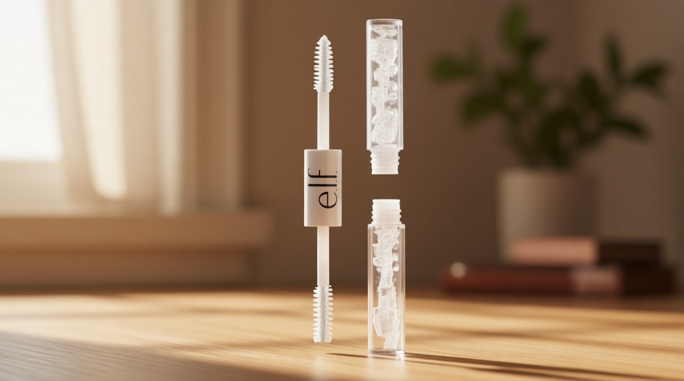 e.l.f. Clear Brow & Lash Mascara, Dual-Sided Brushable Clear Gel For Groomed Brows & Eyelashes, Long-Wear Conditioning Formula, Vegan & Cruelty-Free