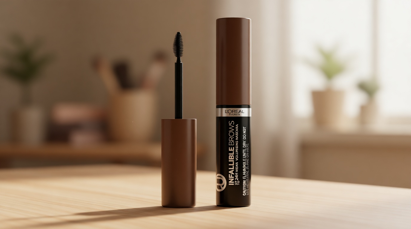 L'Oreal Paris Infallible Volumizing 24H Wear Brow Mascara, Long Lasting Eyebrow Makeup for 2X Fuller Eyebrows, 5.0 Brunette, 0.13 Fl Oz