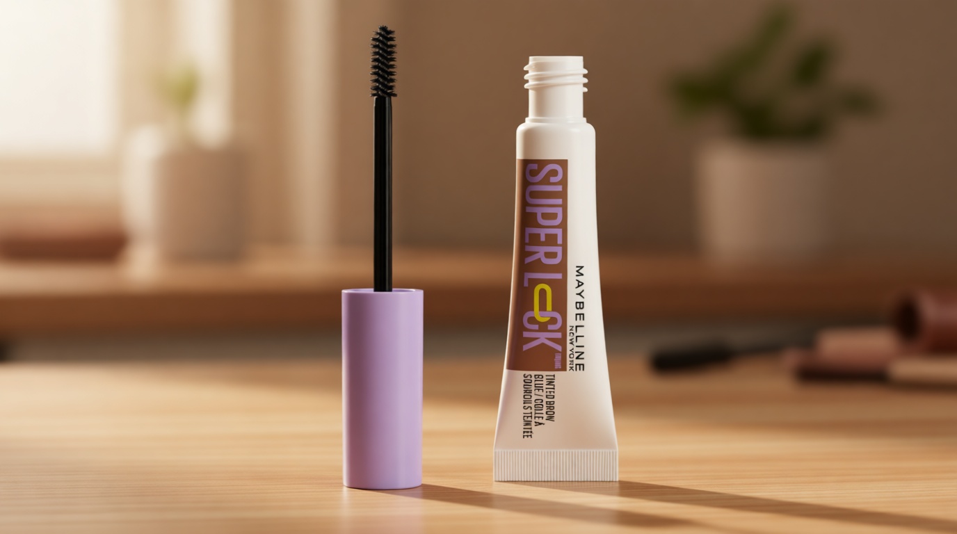 Maybelline Super Lock Brow Glue Eyebrow Gel, Lightweight and Waterproof Tinted Brow Gel For Up To 24HR Hold, Medium Brown, 1 Count