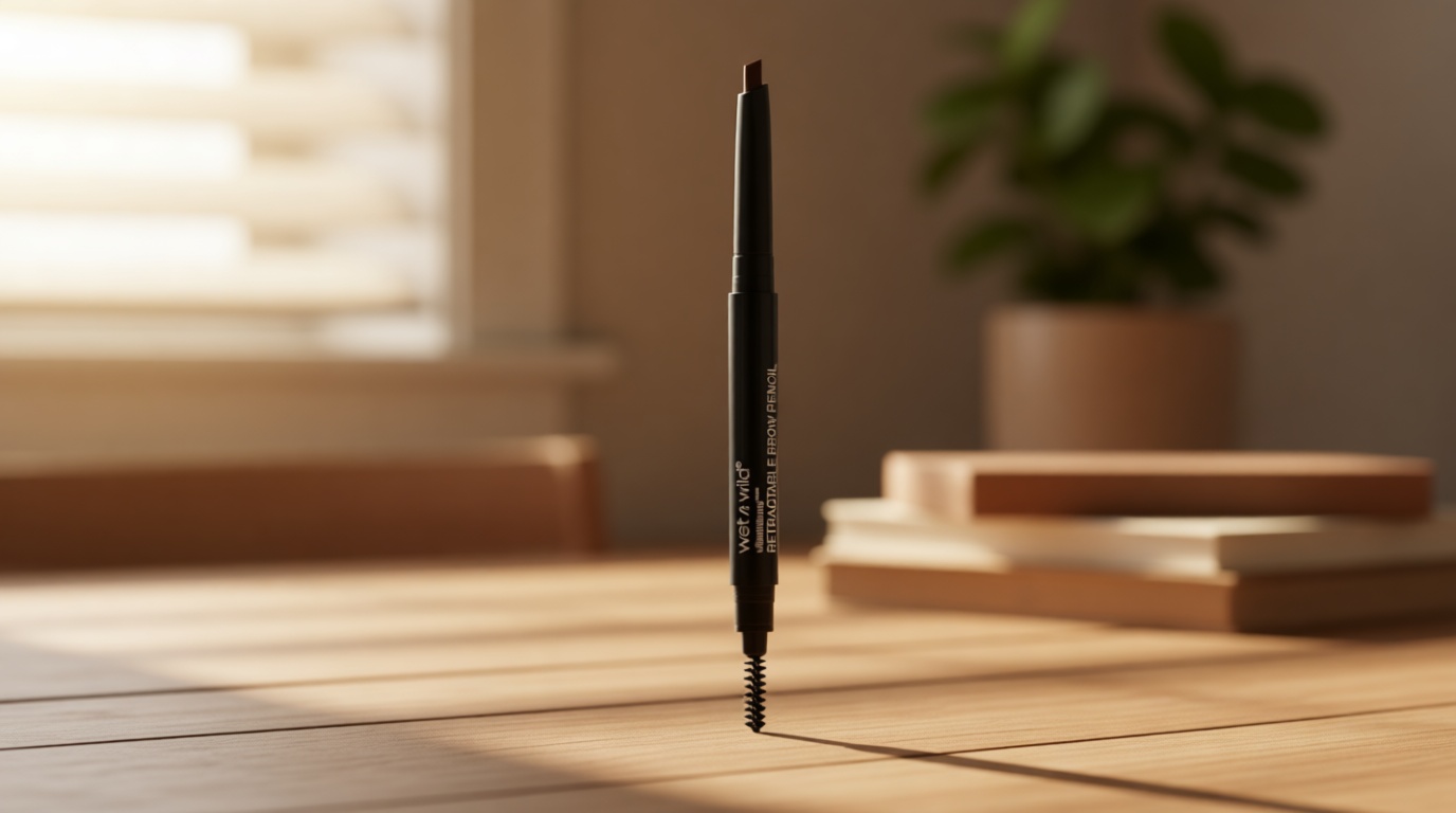 wet n wild Ultimate Eyebrow Retractable Definer Pencil, Medium Brown, Dual-Sided Brow Brush, Fine Tip, Shapes, Defines, Fills Brow Makeup