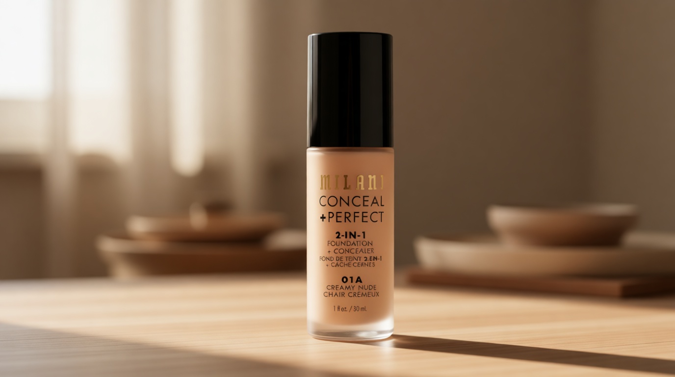 Milani Conceal + Perfect 2-in-1 Foundation + Concealer for a Flawless Complexion, Under Eye Corrector, Cover Redness and Imperfections, Waterproof and Sweatproof - 01A-Creamy Nude