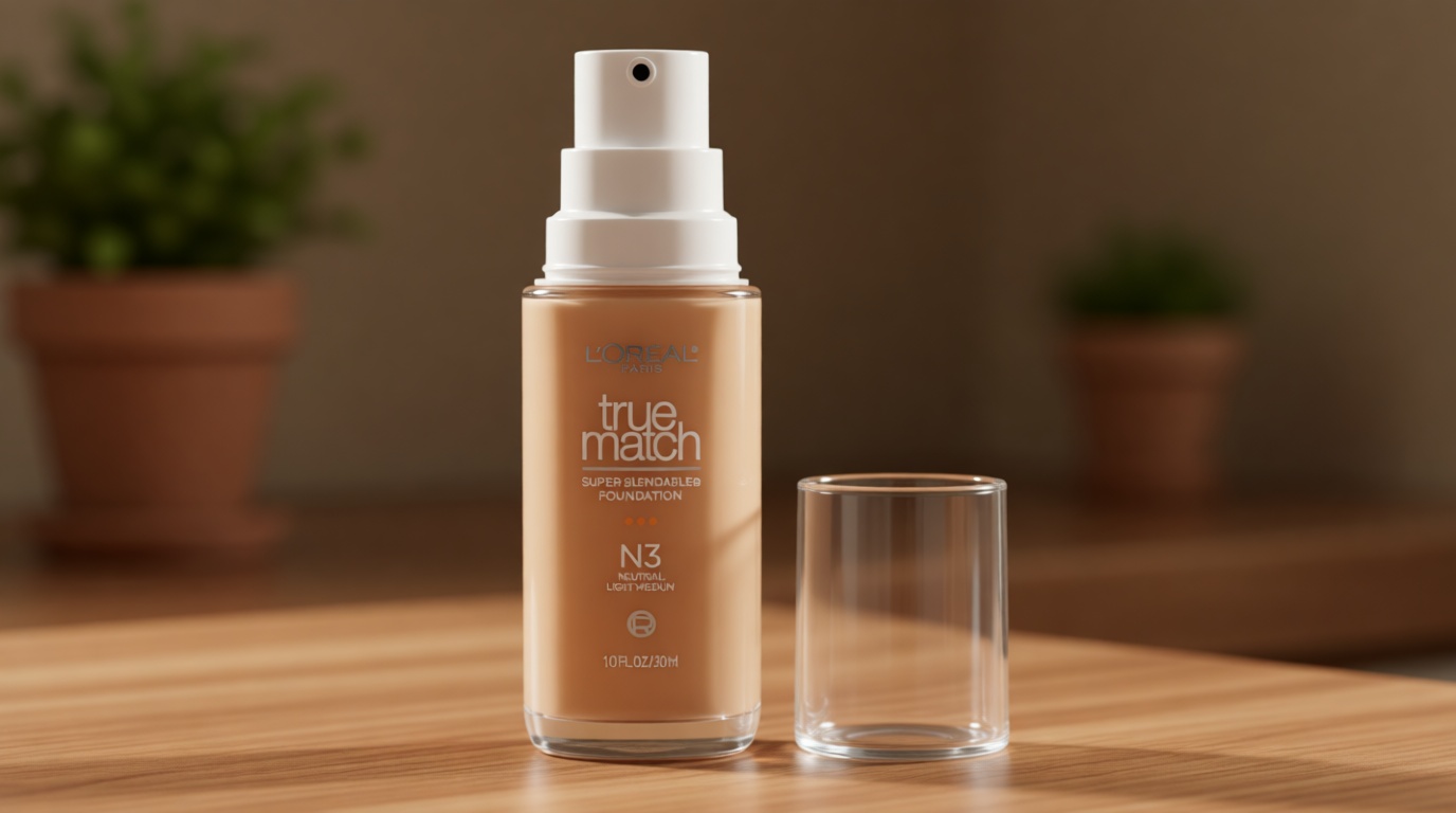 L'Oreal Paris True Match Super-Blendable Foundation, Medium Coverage Liquid Foundation Makeup, N3, Light Medium, 1 Fl Oz