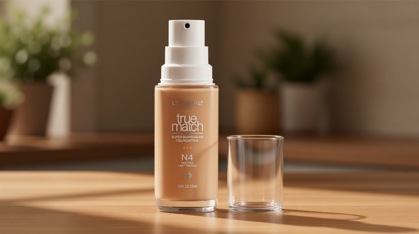 L'Oreal Paris True Match Super-Blendable Foundation, Medium Coverage Liquid Foundation Makeup, N4, Light Medium, 1 Fl Oz