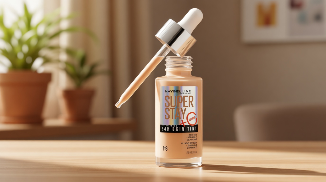 Maybelline Super Stay Up to 24HR Skin Tint, Radiant Light-to-Medium Coverage Foundation, Makeup Infused With Vitamin C, 118, 1 Count