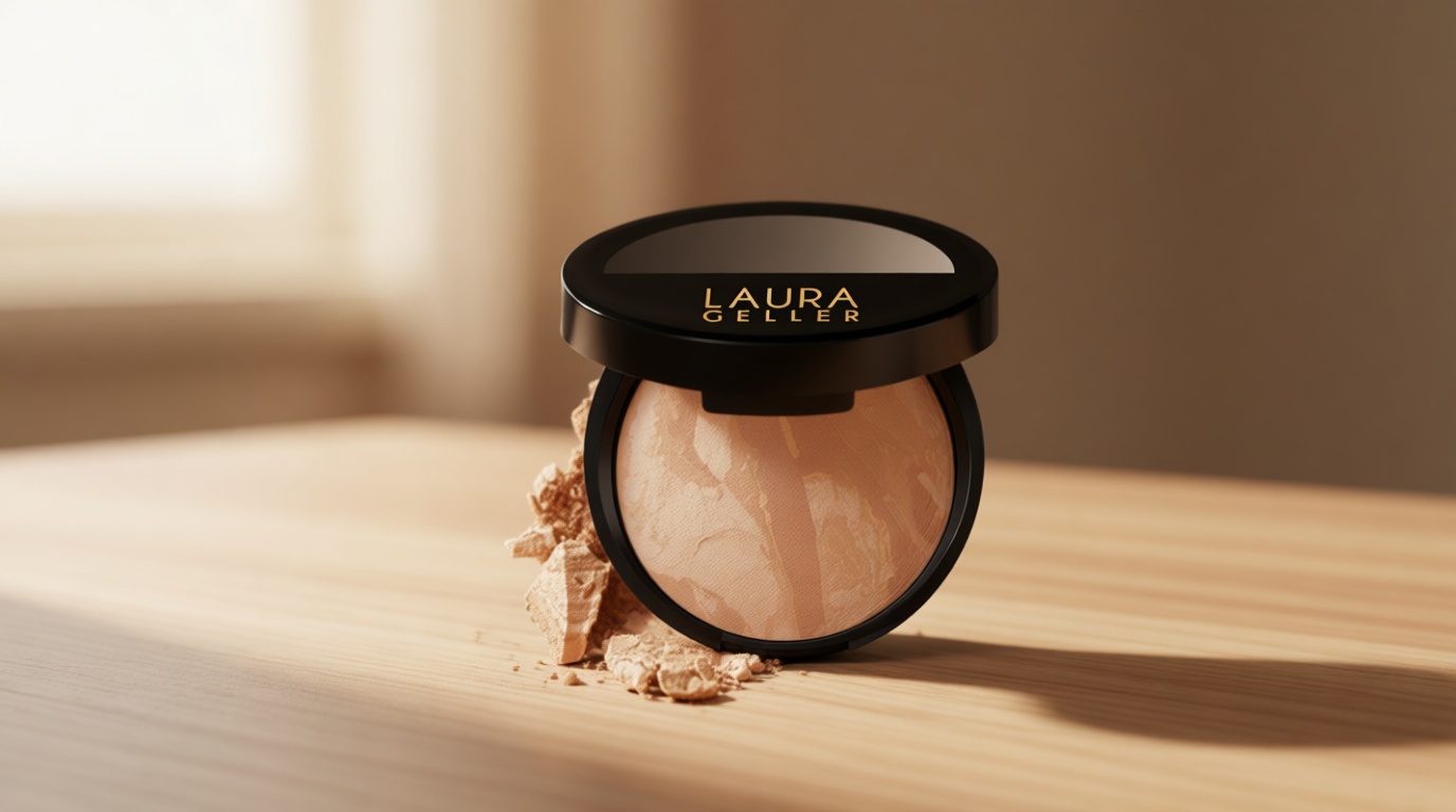 LAURA GELLER NEW YORK Award-Winning Baked Balance-n-Brighten Color Correcting Powder Foundation - Light - Buildable Light to Medium Coverage - Demi-Matte Natural Finish