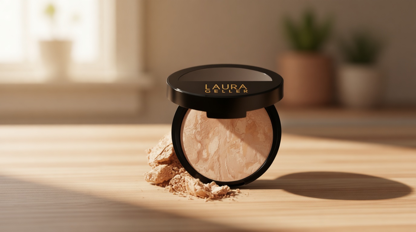 LAURA GELLER NEW YORK Award-Winning Baked Balance-n-Brighten Color Correcting Powder Foundation - Fair - Buildable Light to Medium Coverage - Demi-Matte Natural Finish