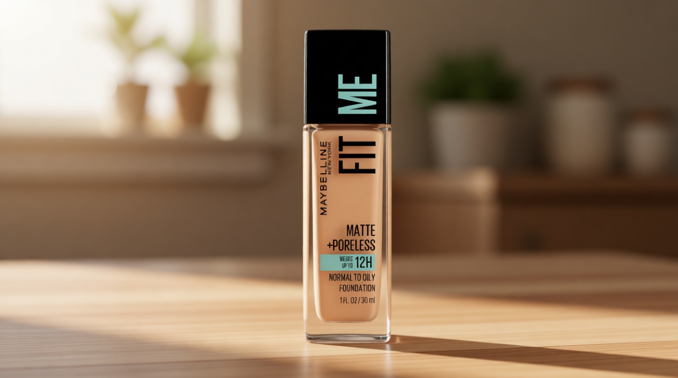 Maybelline Fit Me Matte + Poreless Liquid Oil-Free Foundation Makeup, Natural Beige, 1 Count (Packaging May Vary)