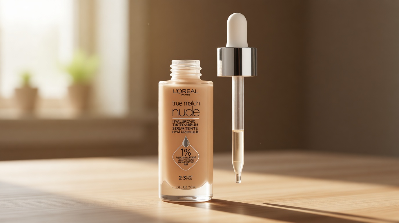L'Oreal Paris True Match Nude Hyaluronic Tinted Serum Foundation with 1% Hyaluronic acid, Light 2-3, 1 fl. oz.
