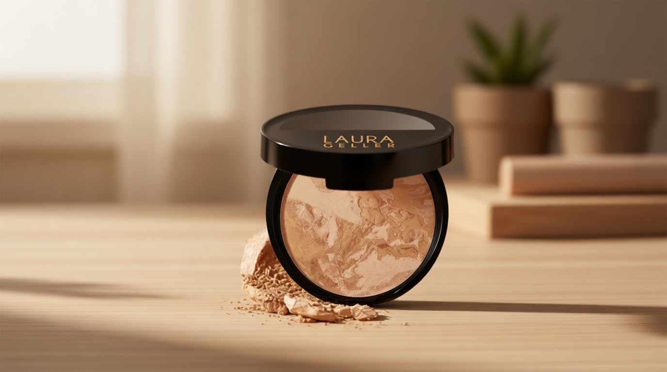 LAURA GELLER NEW YORK Award-Winning Baked Balance-n-Brighten Color Correcting Powder Foundation - Medium - Buildable Light to Medium Coverage - Demi-Matte Natural Finish