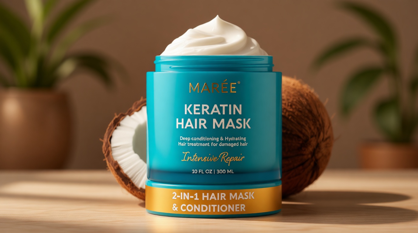 MAREE Deep Conditioning Hair Mask for Damaged Hair Treatment – Keratin Hair Care for Hydrating Growth Repair Moisturizing – Dry Curly Color Refreshing – Tratamiento Mascarilla Para el Cabello Seco