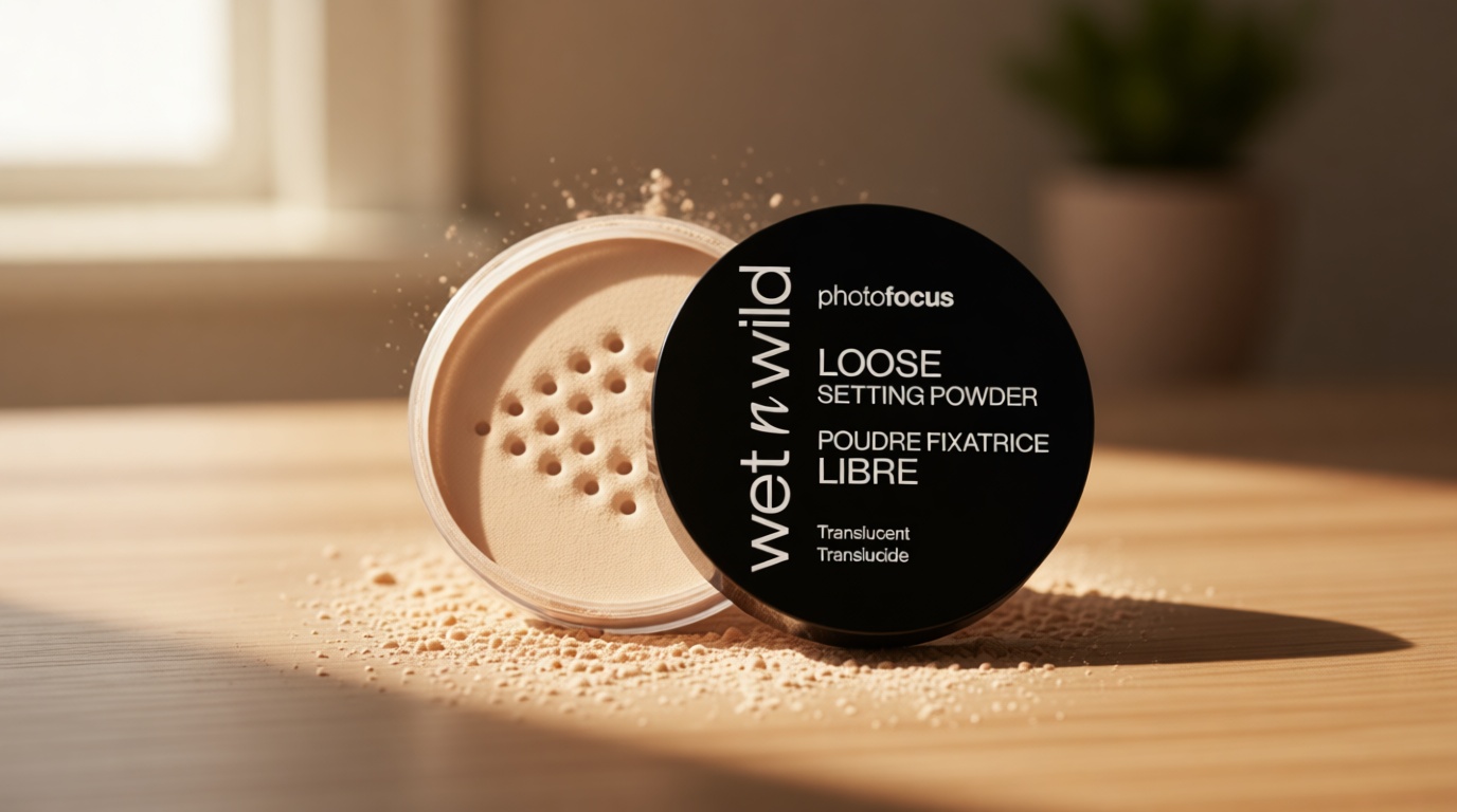wet n wild Photo Focus Loose Baking Setting Powder, Highlighter Makeup, Fair to Medium & Tan Skin Tones - Translucent