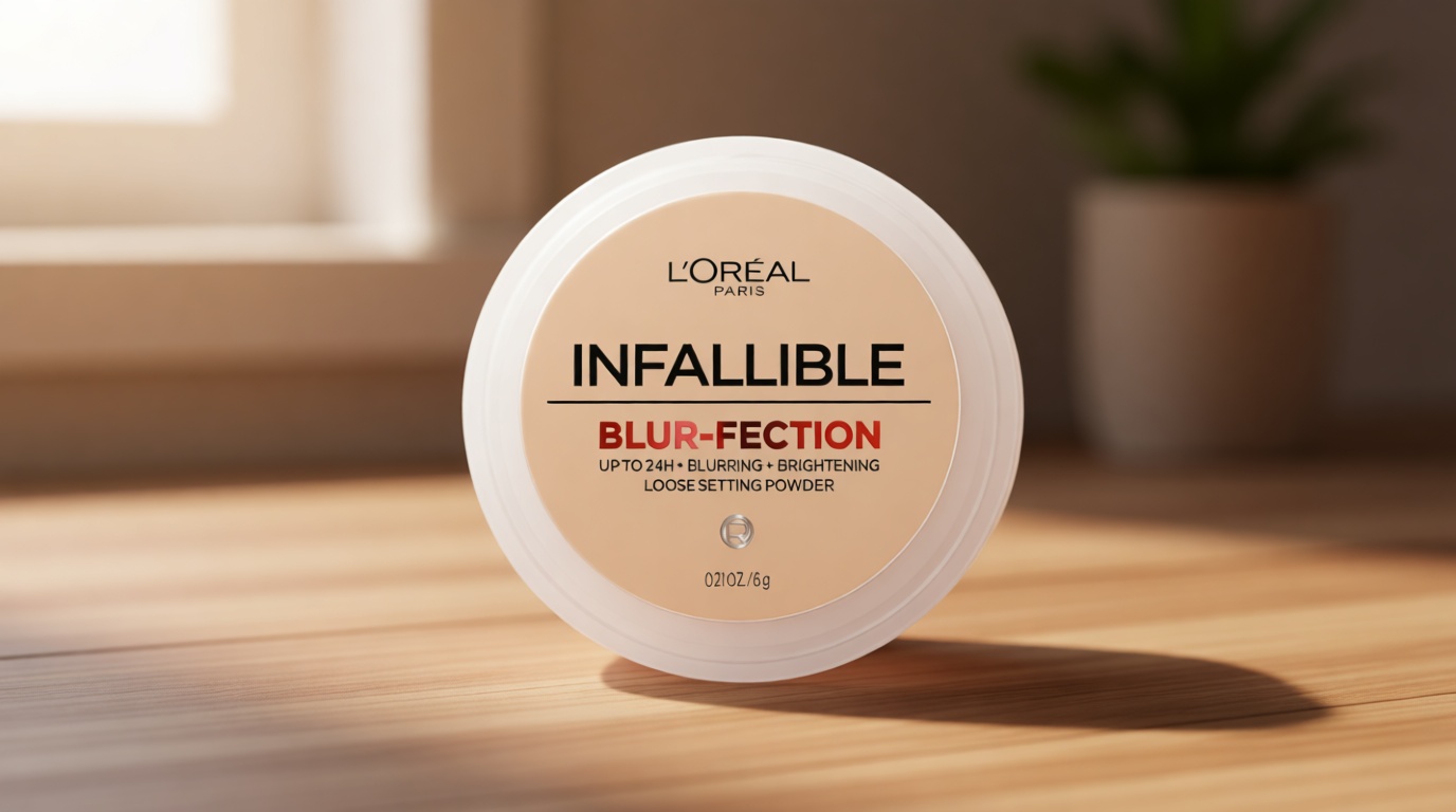 L'Oreal Paris Infallible Blur-fection Longwear Loose Setting Powder, Blurring Face Powder With Up to 24HRs of Wear, Translucent Light, 1 Kit