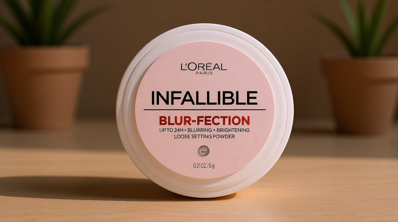 L'Oreal Paris Infallible Blur-fection Longwear Loose Setting Powder, Blurring Face Powder With Up to 24HRs of Wear, Brightening Light Pink, 1 Kit
