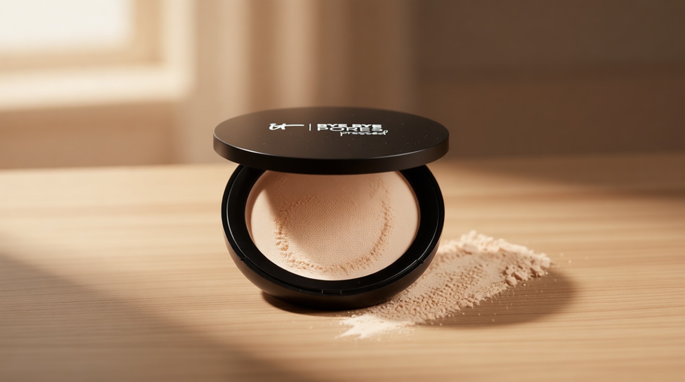 IT Cosmetics Bye Bye Pores Pressed Finishing Powder - Universal Shades - Contains Anti-Aging Peptides, Hydrolyzed Collagen & Antioxidants - 0.31 oz