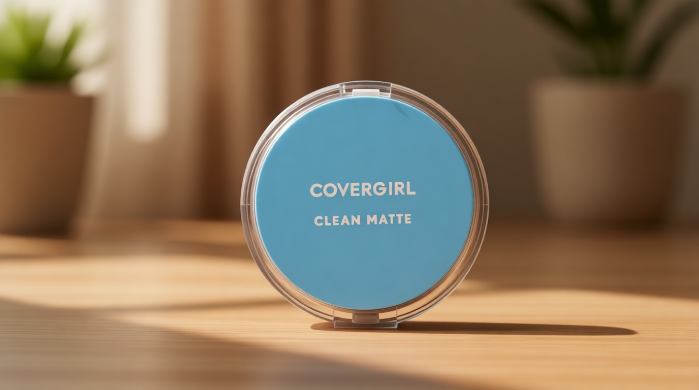 COVERGIRL Clean Matte Pressed Powder, Oil Control Powder, 1 container, .35 Fl Oz, Face Powder, Oil Free Loose Powder, Matte Finish, Lightweight, Shine Free Formula, Leaves Skin Smooth and Clean