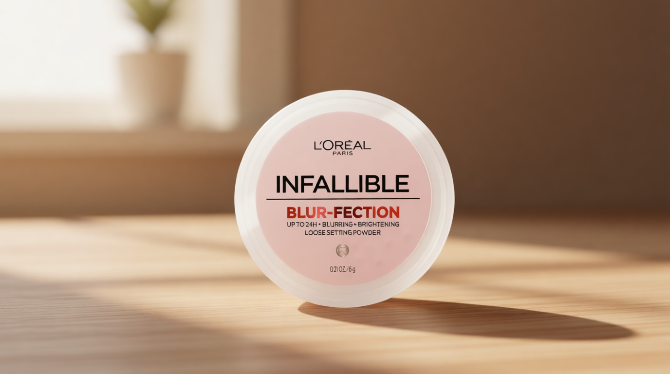 L'Oreal Paris Infallible Blur-fection Longwear Loose Setting Powder, Blurring Face Powder With Up to 24HRs of Wear, Brightening Light Pink, 1 Kit