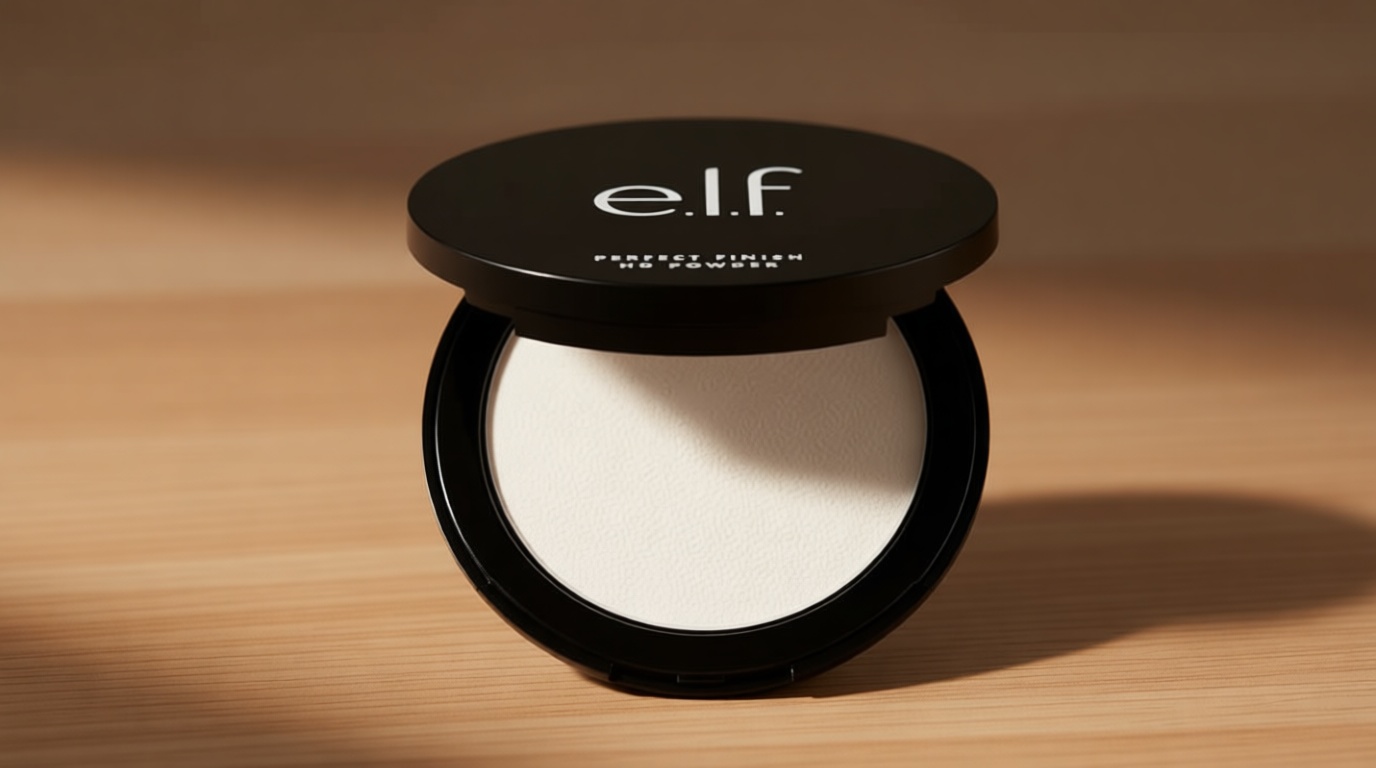 e.l.f. Perfect Finish HD Powder, Blurs Fine Lines & Imperfections, All Day Wear, Perfect for On The Go, 0.28 Oz