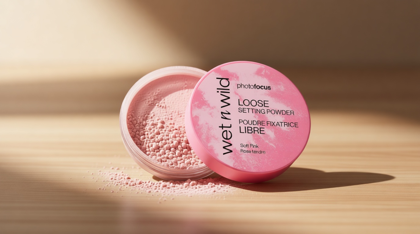 wet n wild Photo Focus Loose Setting Powder, Lightweight Silky Formula, Radiant Tint for a Luminous Glow, Blurring & Oil-Control Finish, Long-Lasting Makeup Setting Powder, Cruelty-Free - Soft Pink