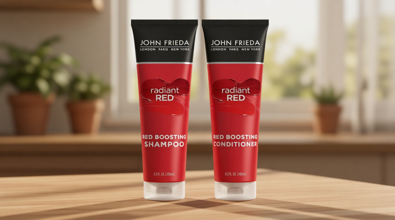 John Frieda Radiant Red Shampoo & Conditioner Bundle, Enhancing Shampoo & Conditioner, Helps Enhance Shades, with Pomegranate and Vitamin E