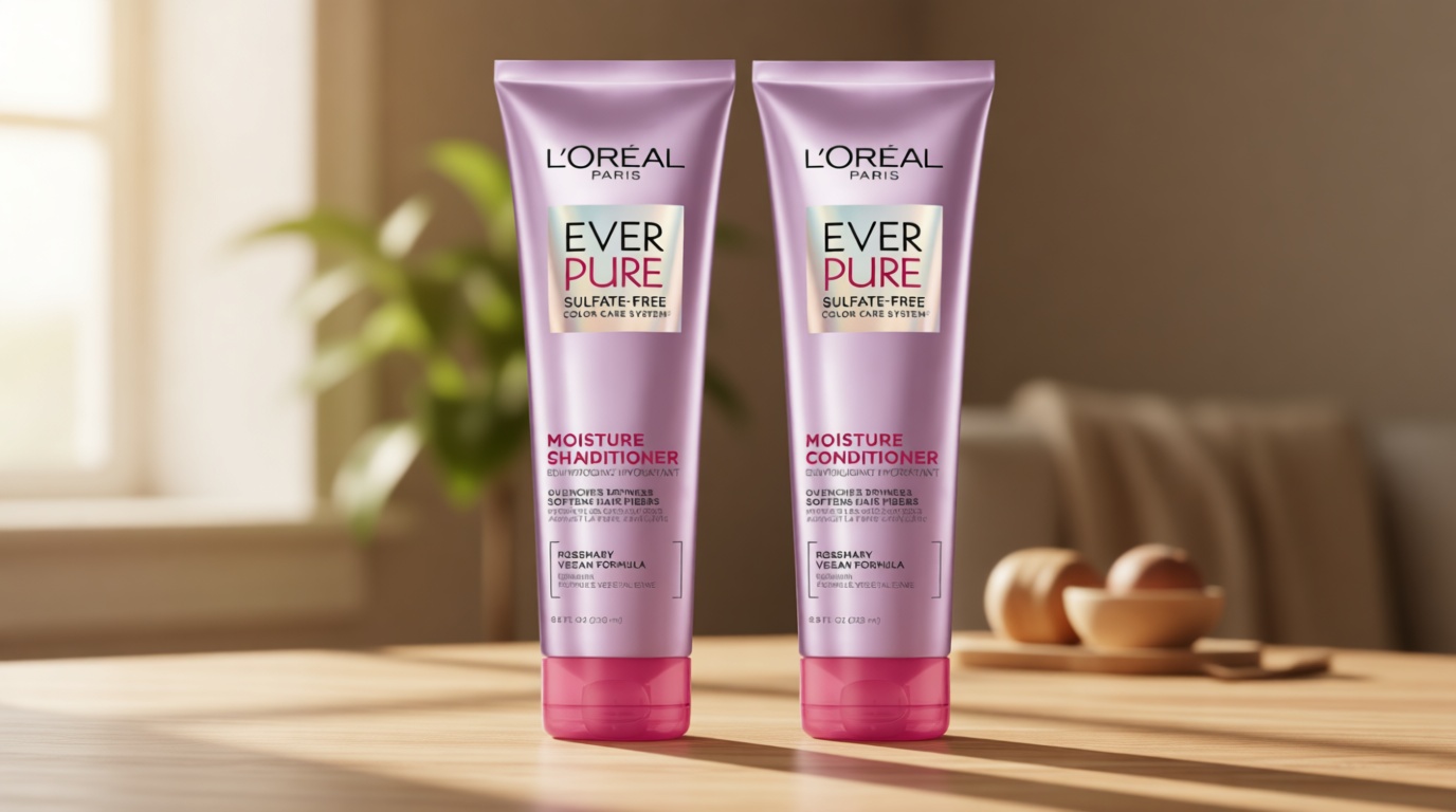 L'Oreal Paris Moisture Sulfate Free Shampoo and Conditioner Set, Hair Care for Color-Treated Hair with Rosemary Botanicals, EverPure, 1 Kit