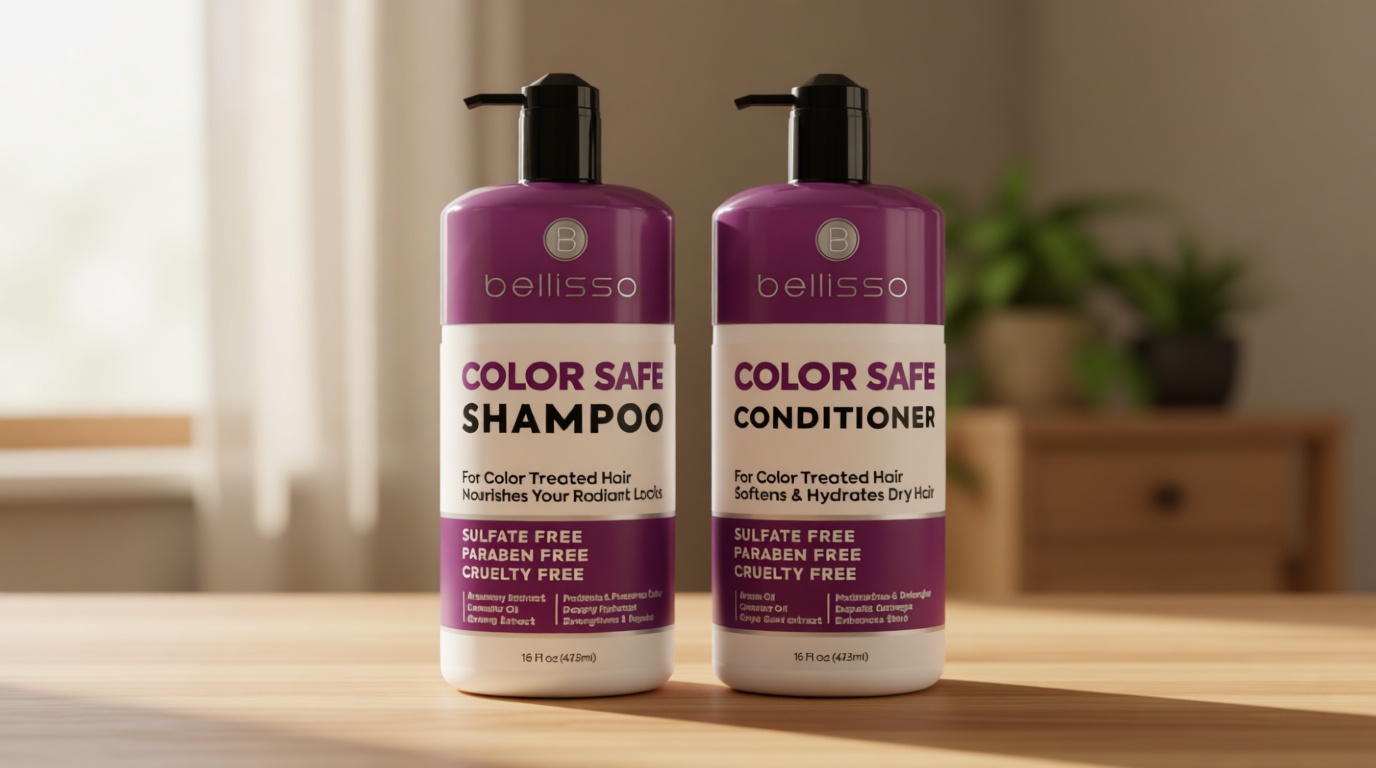 Color Safe Shampoo and Conditioner Set – Anti-Fade Protection for Color Treated, Dyed & Highlighted Hair – Sulfate & Paraben Free, Hydrating Formula with Rosemary, Coconut & Argan Oil for Women & Men