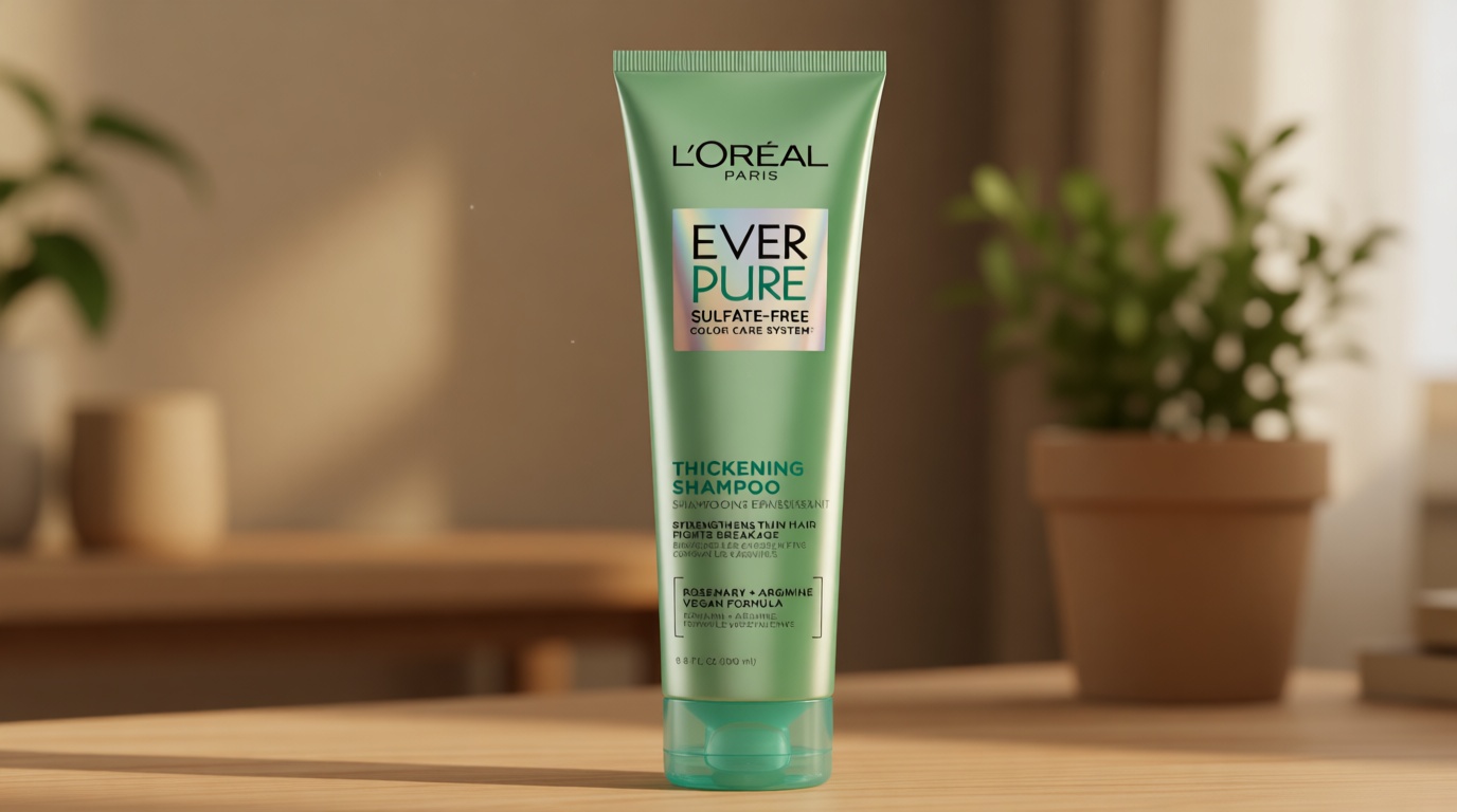 L'Oreal Paris Thickening Sulfate Free Shampoo, Thickens + Strengthens Thin, Fragile Hair, Hair Care with Rosemary Leaf, EverPure, 8.5 Fl Oz (Packaging May Vary)