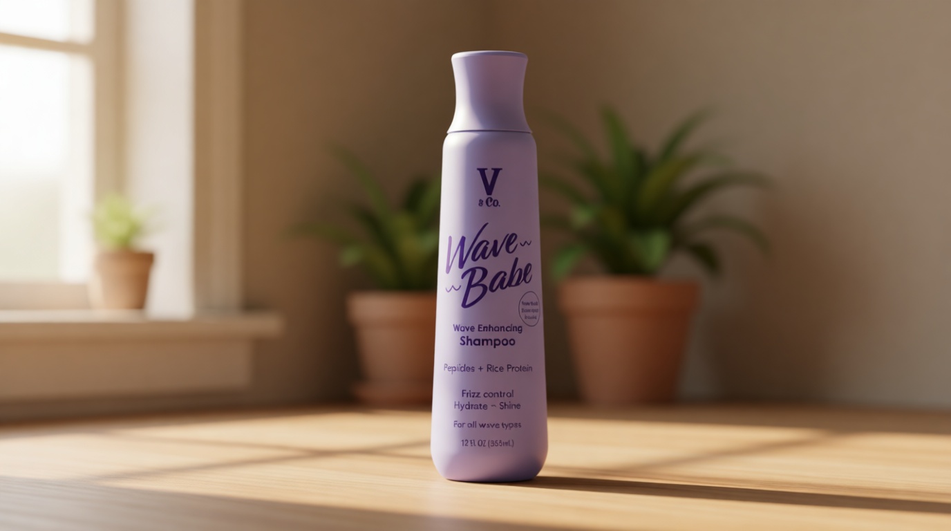 V&Co. Wave Babe Wavy Hair Shampoo, Sulfate Free & Paraben Free Hydrating Hair Care with Rice Protein & Peptides for Frizz Control & Wave Definition – 12 fl oz