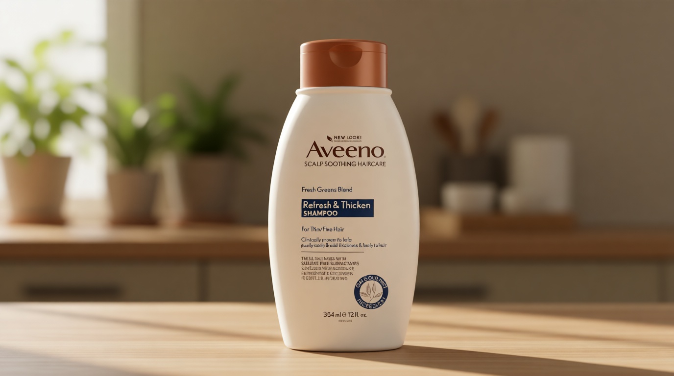 Aveeno, Fresh Greens Blend Sulfate-Free Shampoo with Rosemary, Peppermint & Cucumber to Thicken & Nourish, Clarifying & Volumizing Shampoo for Thin or Fine Hair, Paraben-Free, 12oz
