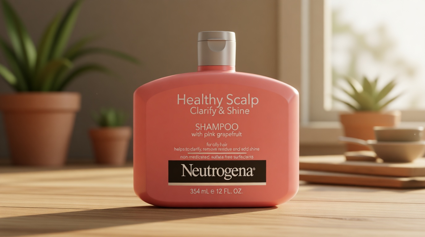Neutrogena Exfoliating Healthy Scalp Clarifying Shampoo for Oily Hair & Scalp, Pink Grapefruit pH-Balanced Anti-Residue Formula Adds Shine, Sulfate, Paraben & Phthalate-Free, Color-Safe, 12 Fl Oz