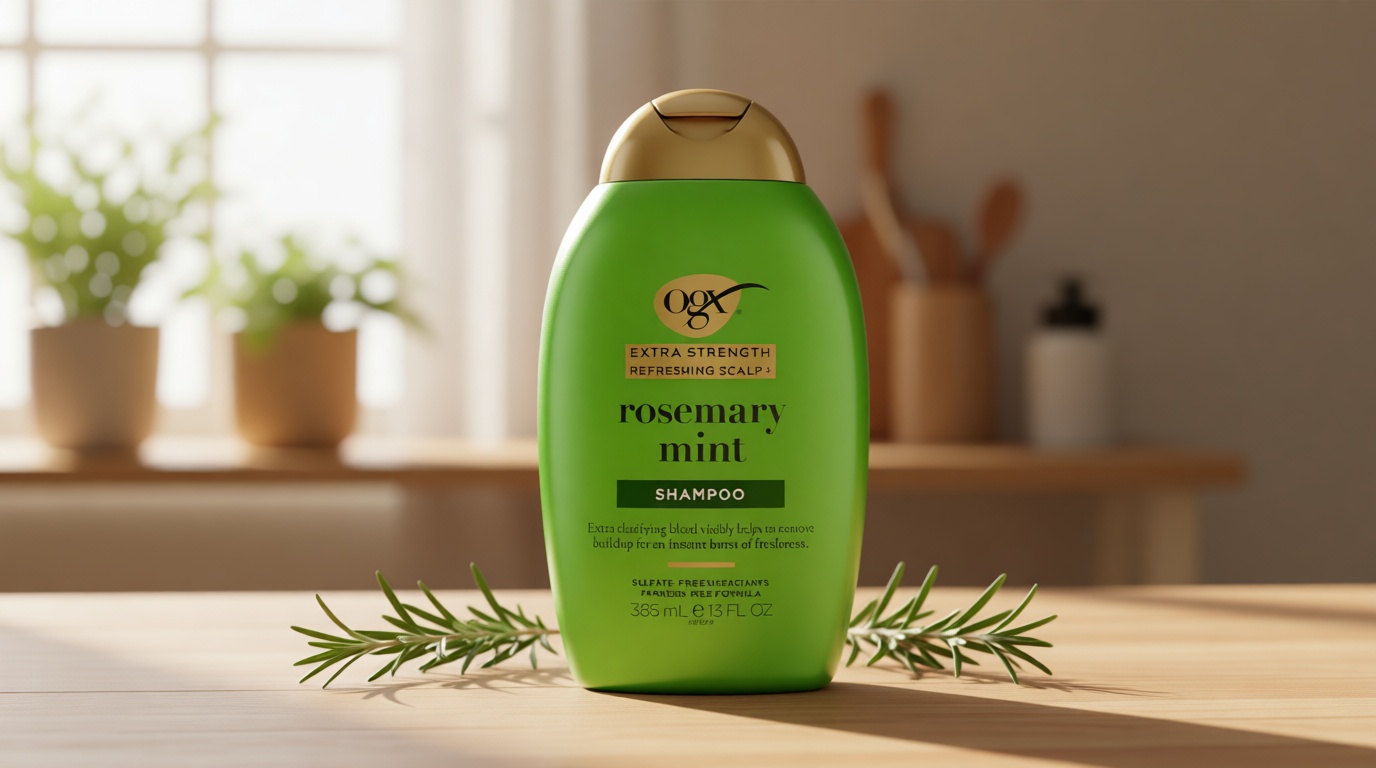 OGX Extra Strength Refreshing Scalp + Rosemary Mint Shampoo, Clarifying Shampoo for Oily Hair Visibly Helps Remove Oil & Residue to Clear Away Buildup, Sulfate-Free Surfactants, 13 fl. oz