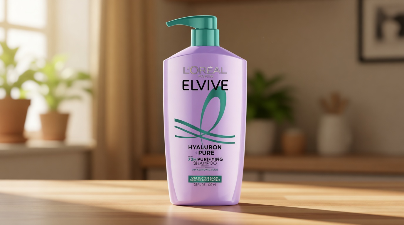 L'Oreal Paris Elvive Hyaluron + Pure 72H Purifying Shampoo for Oily Hair, Clarifying Shampoo with Salicylic Acid and Hyaluronic Acid, 28 Fl Oz