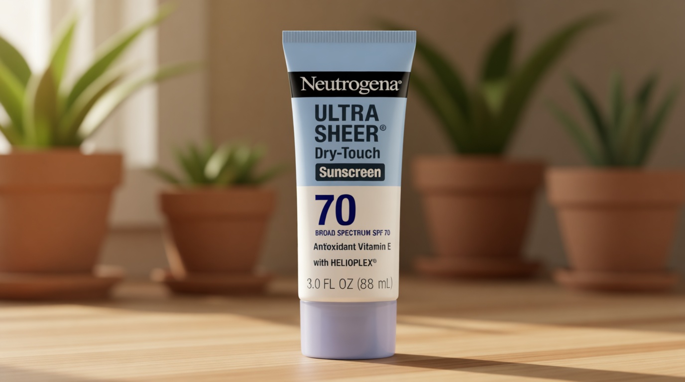 Neutrogena Ultra Sheer Dry-Touch Sunscreen Lotion SPF 70, Broad Spectrum, Water Resistant 80 Min, Oil-Free, Oxybenzone-Free, Non-Comedogenic, Matte Finish, Body Sunscreen, Travel Size 3 Fl Oz