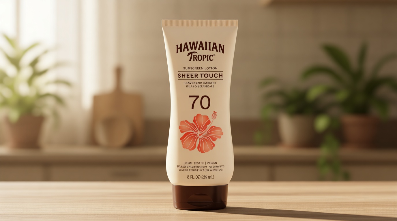 Hawaiian Tropic Sheer Touch Lotion Sunscreen SPF 70, 8 Fl Oz | Broad Spectrum, Oxybenzone Free, Sunblock Lotion, Hawaiian Tropic Sunscreen SPF 70, 8 Fl Oz