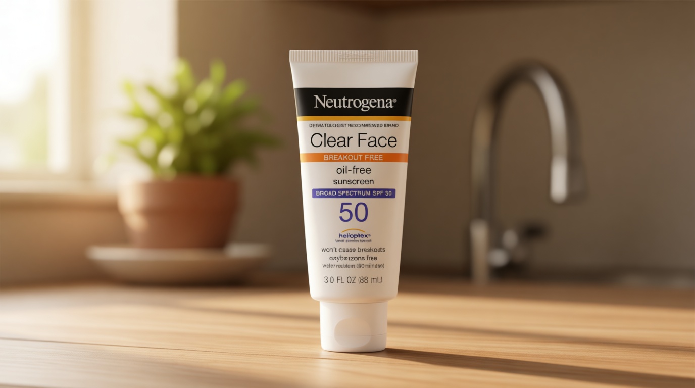 Neutrogena Clear Face Sunscreen Lotion for Acne-Prone Skin, Broad Spectrum SPF 50, Sunscreen for Face & Oily Skin, Oil-,Fragrance- & Oxybenzone-Free, Water Resistant, Matte, Unscented, 3 Fl Oz