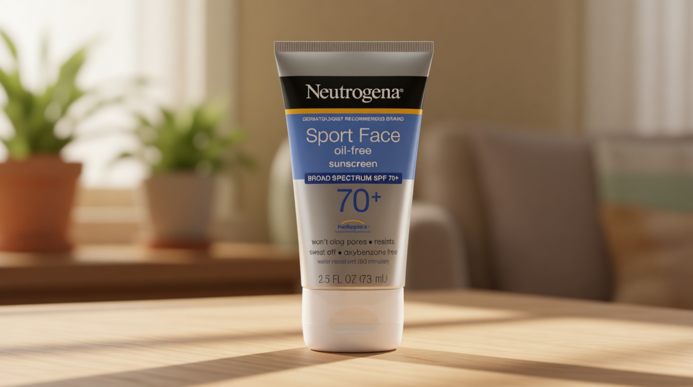 Neutrogena Sport Face Sunscreen SPF 70+, Oil-Free, 2.5 fl oz, Sweat & Water-Resistant, Broad-Spectrum UVA/UVB, Nourish & Restore Skin Balance, Oxybenzone Free Sunscreen For Face