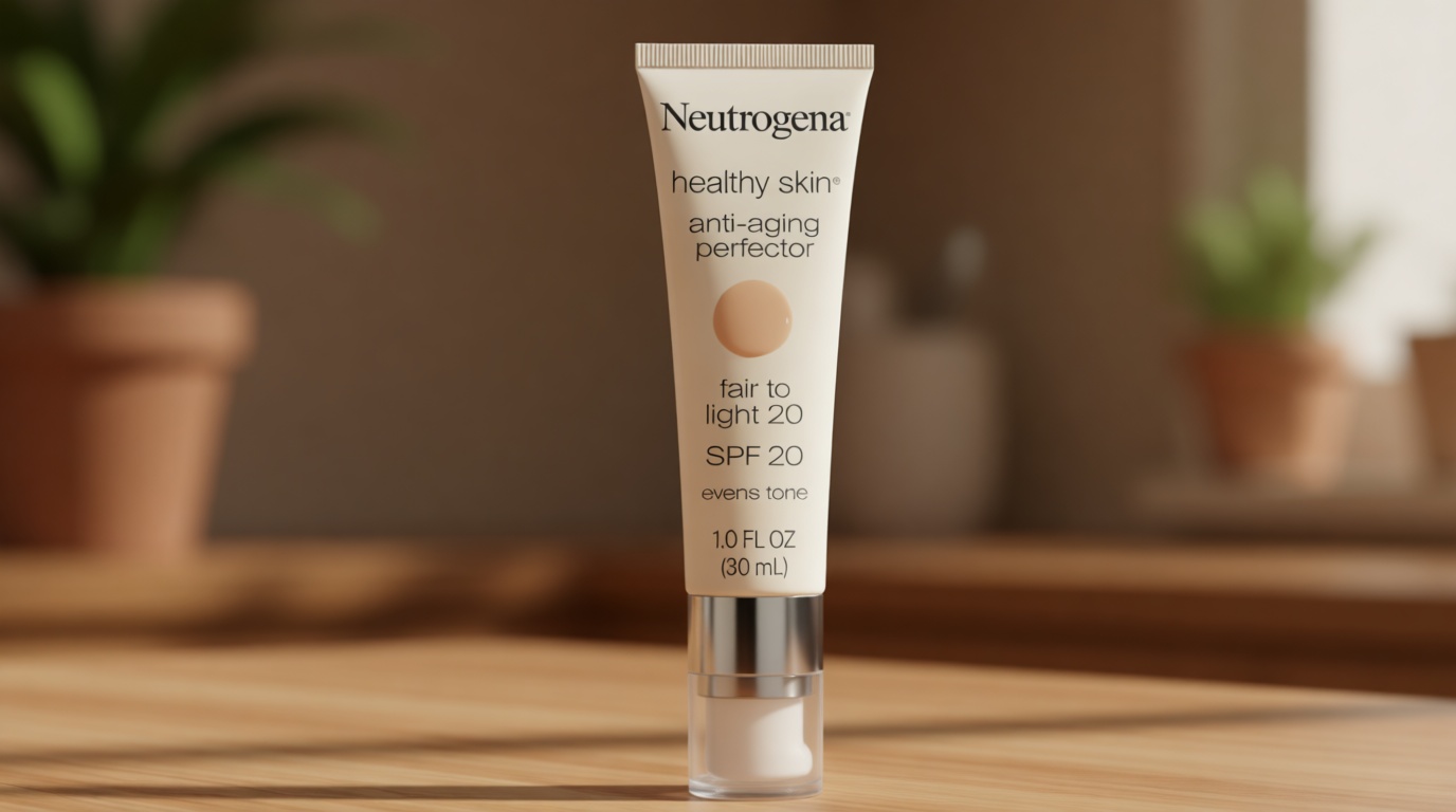 Neutrogena Retinol Treatment and Tinted Facial Moisturizer, Healthy Skin Anti-Aging Perfector with Broad Spectrum SPF 20 Sunscreen with Titanium Dioxide, 20 Fair to Light, 1 fl. oz