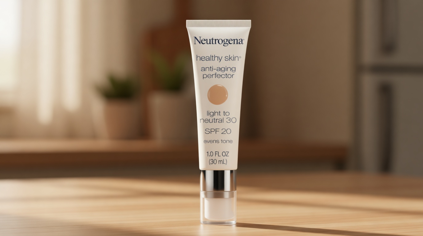 Neutrogena Retinol Treatment & Tinted Facial Moisturizer, Healthy Skin Anti-Aging Perfector, Broad Spectrum SPF 20 Sunscreen & Titanium Dioxide, Blendable Sheer Coverage, 30 Light to Neutral, 1 fl. Oz