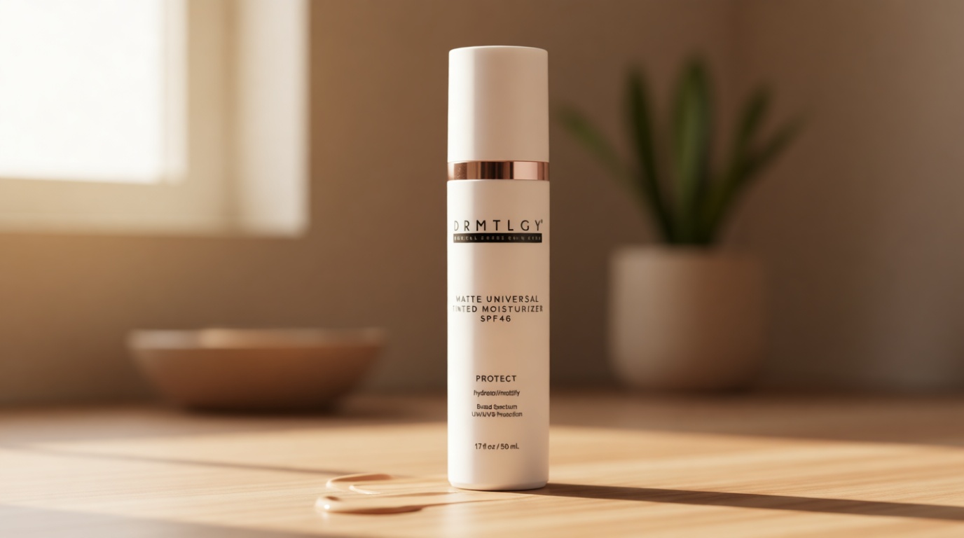 DRMTLGY Matte Universal Tinted Moisturizer SPF 46 – Anti-Aging Tinted Face Sunscreen & Lightweight Makeup with Broad Spectrum UV Protection – Hydrating Skin Care & Face Moisturizer – 1.7 oz