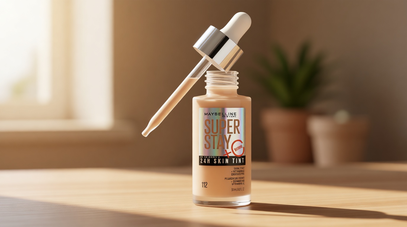 Maybelline Super Stay Up to 24HR Skin Tint, Radiant Light-to-Medium Coverage Foundation, Makeup Infused With Vitamin C, 112, 1 Count