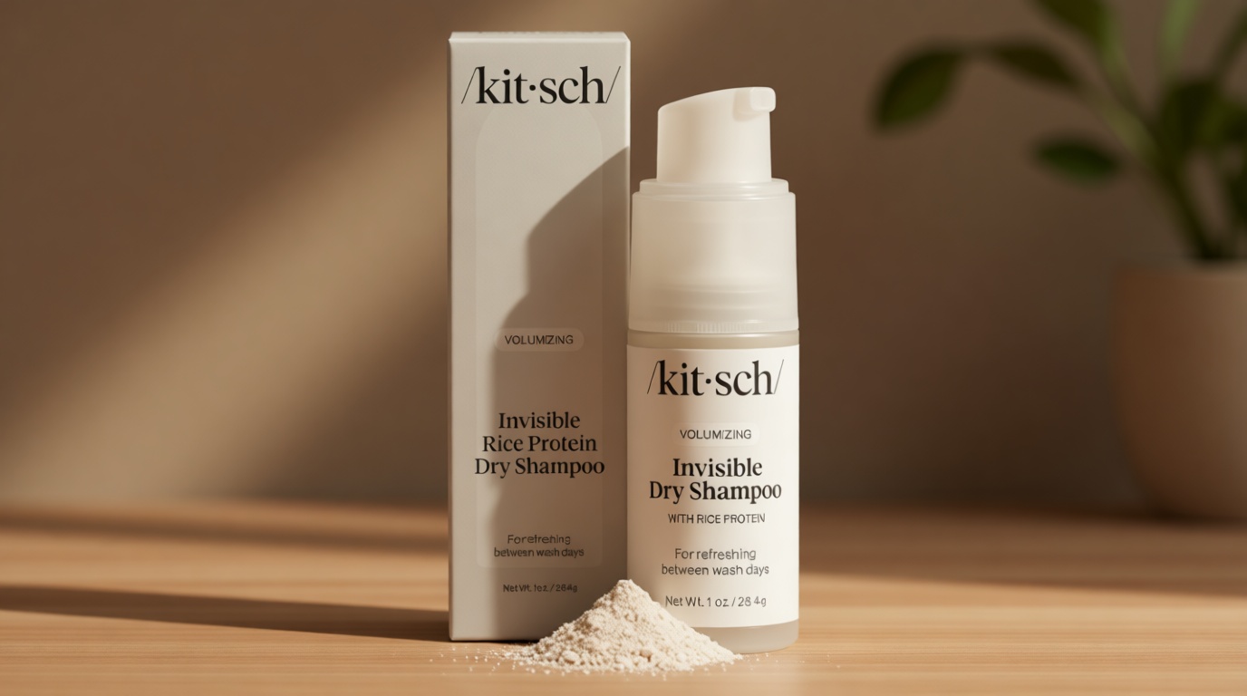 Kitsch Volumizing Rice Protein Dry Shampoo Powder - Dry Shampoo for Women & Men, No White Cast, Absorbs Oil, Non-Greasy, Light-to-medium Hair Colors, Travel Size | Ideal Gifts for Women- Invisible 1oz