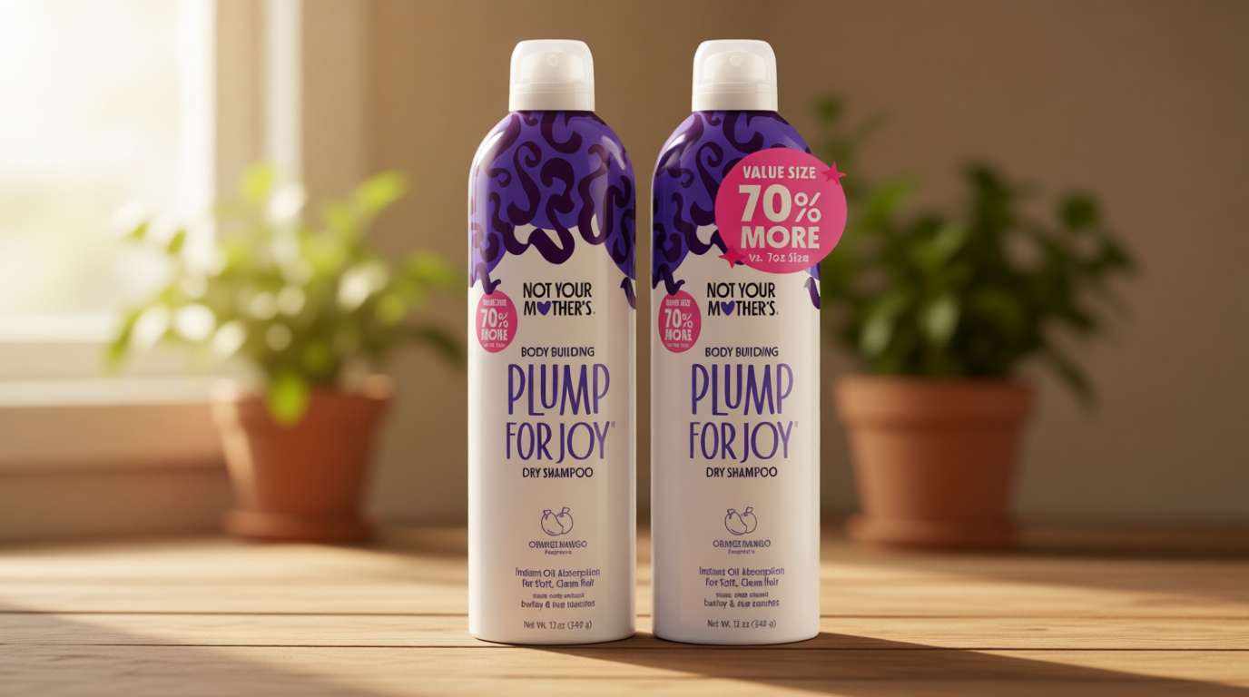 Not Your Mother's Value Size Plump for Joy Jumbo Dry Shampoo (2-Pack) - 12 oz Each - 70% More to Absorb Oil and Build Body - Orange Mango - For All Hair Types