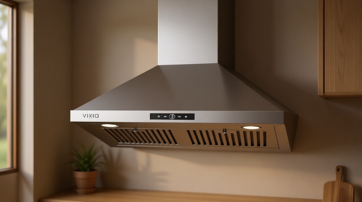 VIKIO HOME Wall Mount Range Hood 30 inch, 580 CFM, Ducted/Ductless Convertible, Stainless Steel Kitchen Vent Hood with 3-Speed Fan and LED Lights