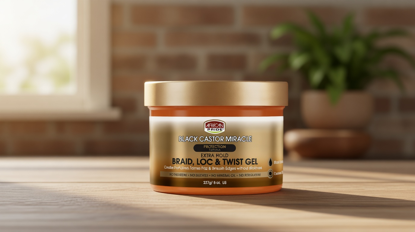 African Pride Black Castor Miracle Extra Hold Braid, Loc, Twist Gel - Extreme Hold Braiding Hair Gel, Edge Control & Tames Frizz, No Flake | Natural Ingredients, Coconut Oil | 8oz