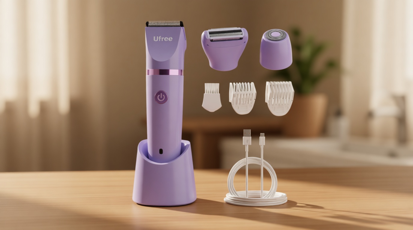 Ufree Bikini Trimmer Electric Razors for Women, Rechargeable Pubic Body Hair Trimmer Electric Shaver for Legs Body Hair, Bikini Shaver IPX7 Waterproof, Gifts for Women, Purple