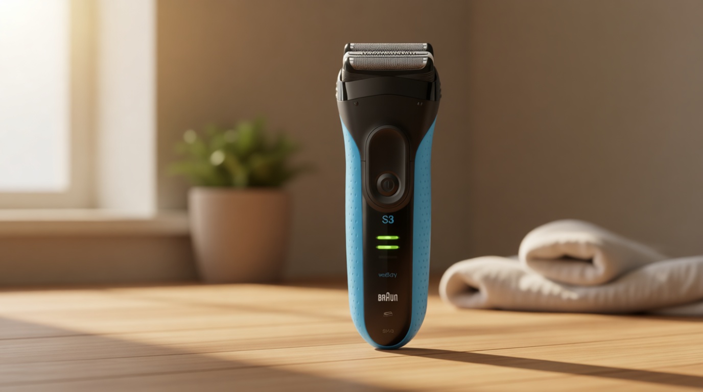 Braun Electric Series 3 Razor with Precision Trimmer, Rechargeable, Wet & Dry Foil Shaver for Men, Blue/Black, 4 Piece GreenCircle Certified: Certified Energy Savings