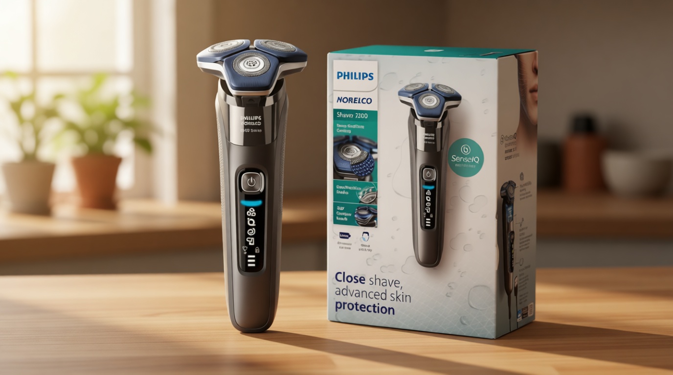 Philips Norelco Shaver 7200, Rechargeable Wet & Dry Electric Shaver with SenseIQ Technology and Pop-up Trimmer, S7887/82 GreenCircle Certified: Certified Environmental Facts Label