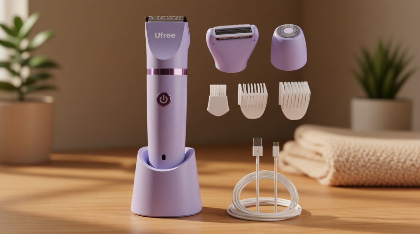 Ufree Bikini Trimmer Electric Razors for Women, Rechargeable Pubic Body Hair Trimmer Electric Shaver for Legs Body Hair, Bikini Shaver IPX7 Waterproof, Gifts for Women, Purple
